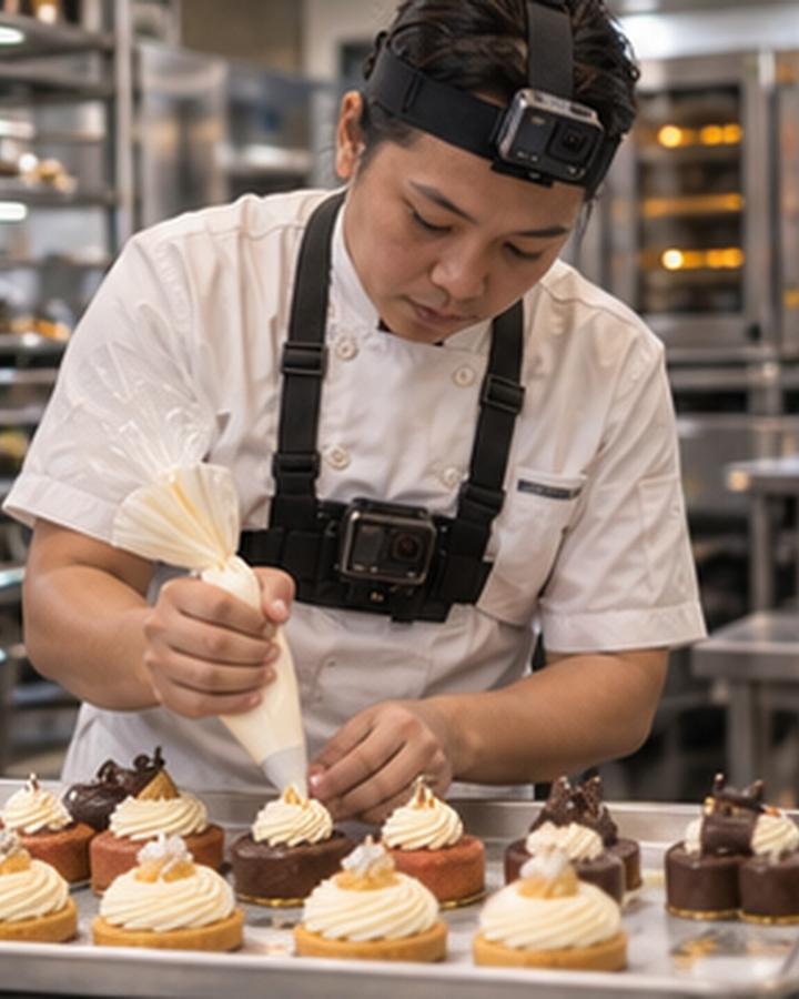 Kitchens & pastry recorder at work with a head camera
