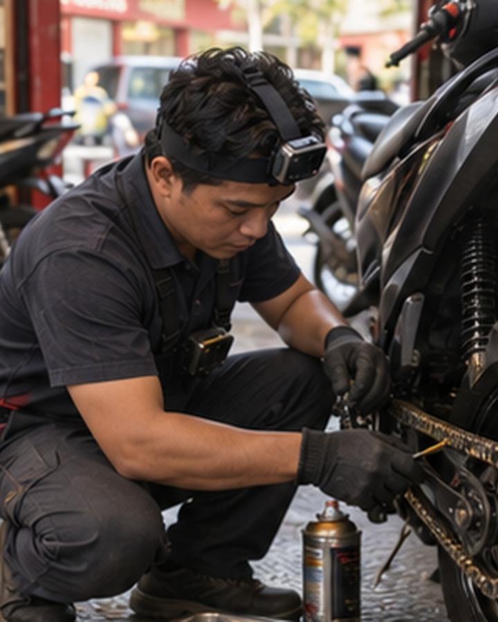 Automotive repair recorder at work with a head camera